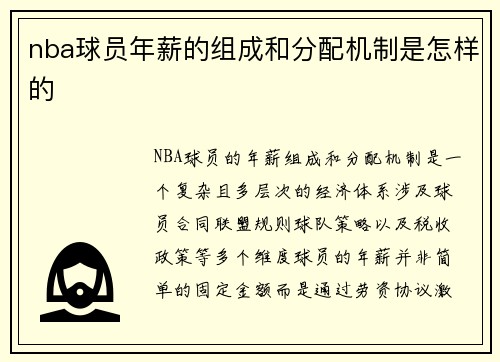 nba球员年薪的组成和分配机制是怎样的